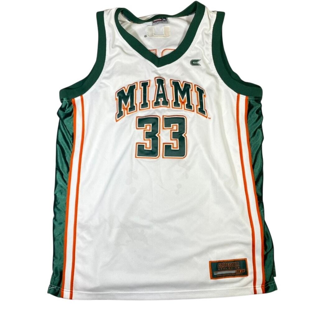 Miami Hurricanes Colosseum Basketball Jersey NCAA #33 Men XL White Green Orange